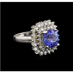 14KT White Gold 3.11 ctw Tanzanite and Diamond Ring