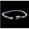 Image 4 : 5.50 ctw Blue Sapphire And Diamond Bracelet - 14KT White Gold