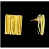 Image 2 : Ridged Style Rectangle Earrings - Gold Plated