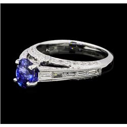 1.01 ctw Blue Sapphire And Diamond Ring - Platinum