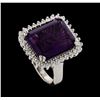 Image 4 : 10.10 ctw Amethyst and Diamond Ring - 14KT White Gold