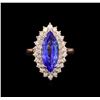 Image 2 : 3.40 ctw Tanzanite and Diamond Ring - 14KT Rose Gold