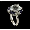 Image 5 : 4.33 ctw Aquamarine, Sapphire and Diamond Ring - 14KT White Gold