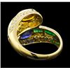 Image 3 : 1.40 ctw Sapphire, Emerald and Diamond Ring - 18KT Yellow Gold