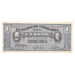 Mexico state of Chihuahua 1 peso paper money, June 1913