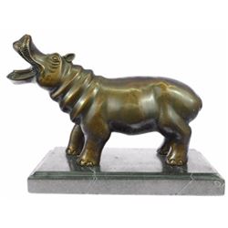 Wild Life, Hippopotamus, Animal edition bronze sculpture on marble base