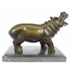 Image 7 : Wild Life, Hippopotamus, Animal edition bronze sculpture on marble base