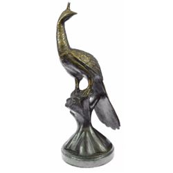 Beautiful Peacock Bird Zoo Animal Wild Life Bronze Sculpture Art