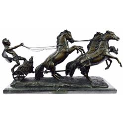 Majestic Warrior Coach Roman Bronze Sculpture