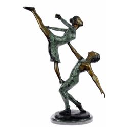 Ballerina bronze sculpture on black marble base