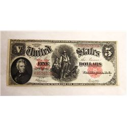 United states 5 dollars bill large note 1907