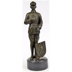 Russian Emperor Guard With Eagle Symbol Bronze Sculpture on Marble Base