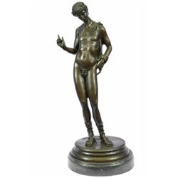 Signed Masseau Nude Erotic Male Bronze Sculpture