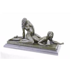 Heavy Mavchi Lesbian bronze Sculpture on marble base
