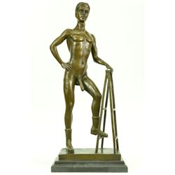 Nude Male bronze Statue on marble