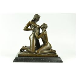 Two Hot Erotic Sexual Lesbian Love Bronze Sculpture on matrble base