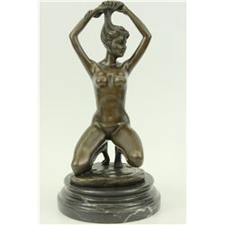 Erotic Bronze Sculpture Nude Female on marble base