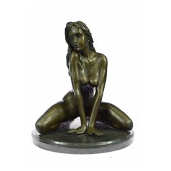 Nude Female Bronze Sculpture on Marble Base