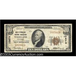Woodland, CA $10 1929 Ty. 1 Bank of Woodland National Association