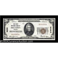 Milltown, IN $20 1929 Ty. 1 The First NB