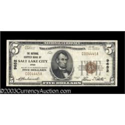 Salt Lake City, UT $5 1929 Ty. 1 The National Copper Bank