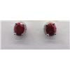 Image 2 : EARRINGS - 4.4 CTW OVAL FACETED RUBY & DIAMONDS IN STERLING SILVER SETTING - INCLUDES CERTIFICATE $4