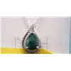 Image 2 : NECKLACE - 1.75 CTW PEAR FACETED EMERALD & DIAMONDS IN STERLING SILVER SETTING - INCLUDES CERTIFICAT