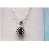 Image 2 : NECKLACE - OVAL FACETED BLUE SAPPHIRE & DIAMOND IN STERLING SILVER SETTING - RETAIL ESTIMATE $350