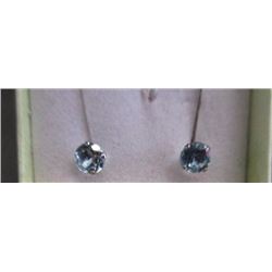 EARRINGS- 2 CT BLUE TOPAZ IN 14K WHITE GOLD SETTING - INCLUDES CERTIFICATION $325