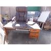 Image 1 : DESK - 3 DRAWER - 30 X 60 & LEATHER CHAIR TOP