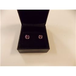 EARRINGS- NEW 1.4CTW AMETHYST IN 14K WHITE GOLD SETTING - WITH CERTIFICATE $350