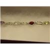 Image 1 : BRACELET - MULTI-GEMSTNE & DIAMOND IN STERLING SILVER WITH SCALLOP BOX DESIGNED LINKS  - INCLUDES CE