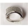 Image 1 : *** FEATURE ITEM*** - RING - ROUND FACETED NATURAL DIAMONDS IN STERLING SILVER CROSS OVER BAND DESIG