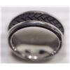 Image 1 : RING - NEW - WIDE BAND - STAINLESS STEEL & TIRE TREAD DESIGNED CENTER BAND