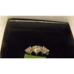 RING - TRI-STONE -TRIPLE COLOR - HEART FACETED - RETAIL ESTIMATE $