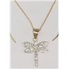 Image 1 : NECKLACE - NEW CUBIC ZIRCONIA IN 10K YELLOW GOLD DRAGON FLY DESIGN SETTING - RETAILI ESTIMATE $350