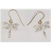 Image 1 : EARRINGS - NEW CUBIC ZIRCONIA IN 10K YELLOW GOLD DRAGON FLY DESIGN SETTING - RETAILI ESTIMATE $350