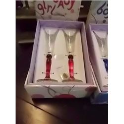 NEW SET OF GLASSES - 2 PC SET - RED - RETAIL ESTIMATE $29.99