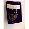 Image 1 : NECKLACE - GENUINE PREHISTORIC AMMONITE FOSSIL IN STERLING SILVER SETTING - ON ROPE