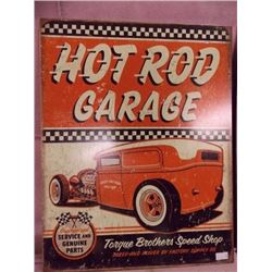 AUTOMOBILIA MEMORABILIA - METAL SIGN - HOT ROD GARAGE