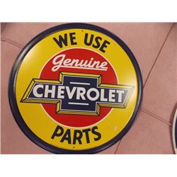 AUTOMOBILIA MEMORABILIA - METAL SIGN - WE USE GENUINE CHEVROLET PARTS
