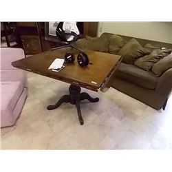 VINTAGE MAHOGANY ROUND TABLE WITH 4 DROP SIDES SINGLE PEDESTAL DUNCAN PHYPHE BASE - AWESOME CONDITIO