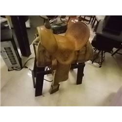 WESTERN SADDLE - HAND TOOLED - LIKE NEW