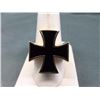 Image 2 : RING - MAN'S SOLID BRONZE & ENAMEL IRON CROSS RING - SIGNED BY ARTIST