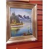 Image 1 : FRAMED OIL PICTURE - LAKE & MOUNTAINS