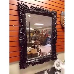 LARGE ORNATE WALL MIRROR WITH BLACK FRAME - 30 X 40"