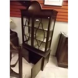 VINTAGE CHINA CABINET - 80" TALL - GLASS 2 CRACKS
