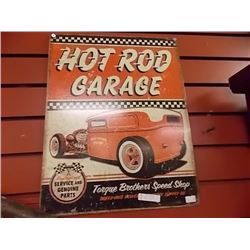AUTOMOBILIA MEMORABILIA - METAL SIGN - HOT ROD GARAGE