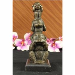 Vienna Bronze three wise Monkey Bronze Sculpture on Marble Base Figurine