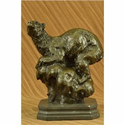 Art Deco Polar Bear Bronze Sculpture on Marble Base Statue